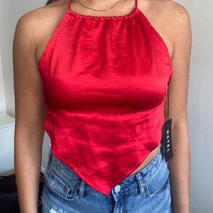 Satin Backless Halter Top